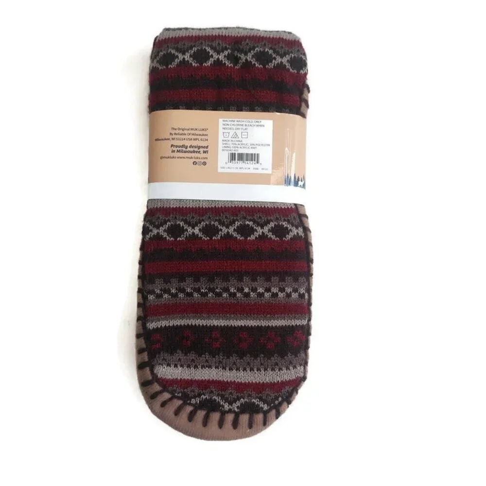 MUK LUKS Mens Slipper Socks Size L/XL Shoe Size 11/13 Red Warm Comfortable 50yrs